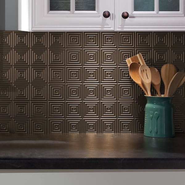 Fasade Fasade 18in x 24in Miniquattro Argent Bronze Backsplash Panel 5pk PB5328 - main