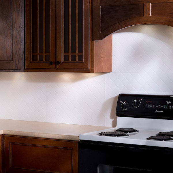 Fasade Fasade 18in x 24in Quilted Matte White Backsplash Panel 5pk PB5401 - main