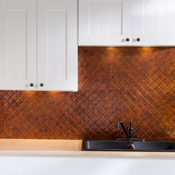 Fasade Fasade 18in x 24in Quilted Moonstone Copper Backsplash Panel 5pk PB5418 - main