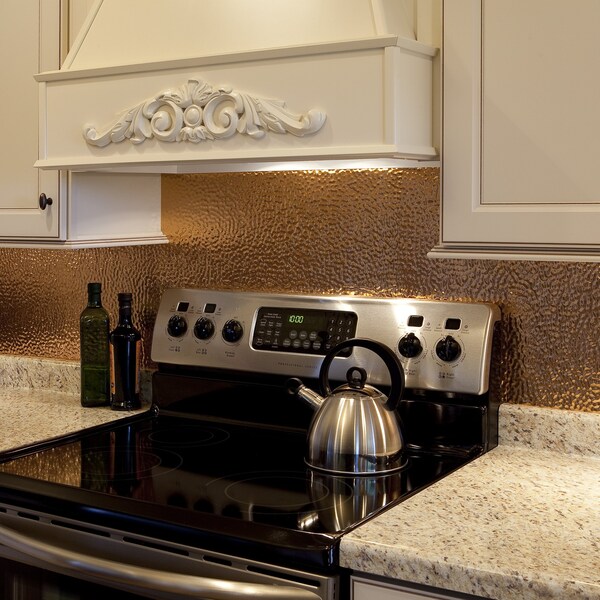Fasade Fasade 18in x 24in Hammered Polished Copper Backsplash Panel 5pk PB5525 - main