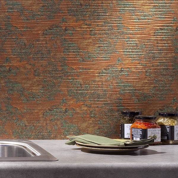 Fasade Fasade 18in x 24in Ripple Copper Fantasy Backsplash Panel 5pk PB6211 - main