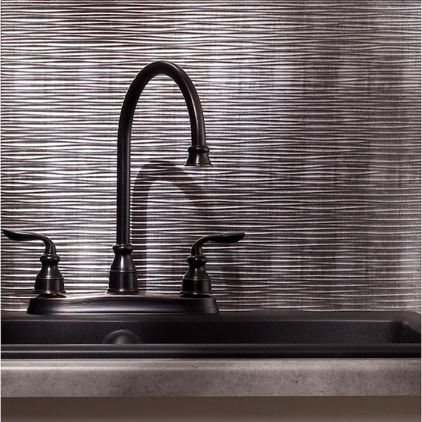 Fasade Fasade 18in x 24in Ripple Crosshatch Silver Backsplash Panel 5pk PB6221 - main