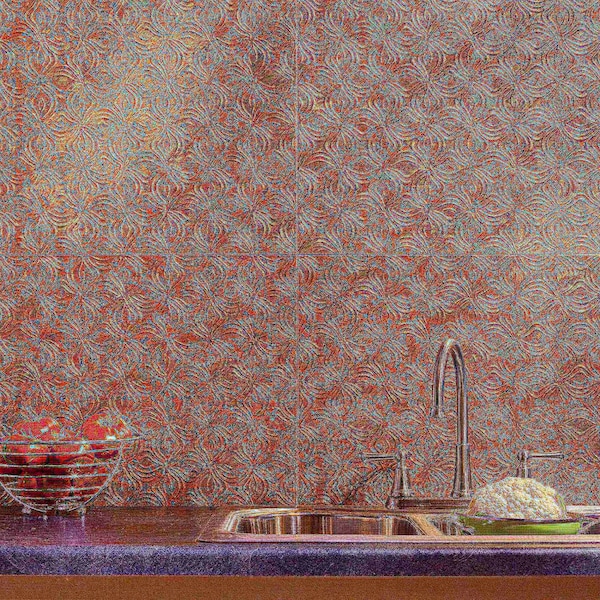 Fasade Fasade 18in x 24in Lotus Copper Fantasy Backsplash Panel 5pk PB6311 - main