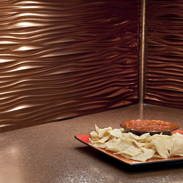 Fasade Fasade 18in x 24in Waves Oil Rubbed Bronze Backsplash Panel 5pk PB6526 - main