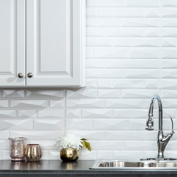 Fasade Fasade 18in x 24in Vista Gloss White Backsplash Panel 5pk PB6900 - main