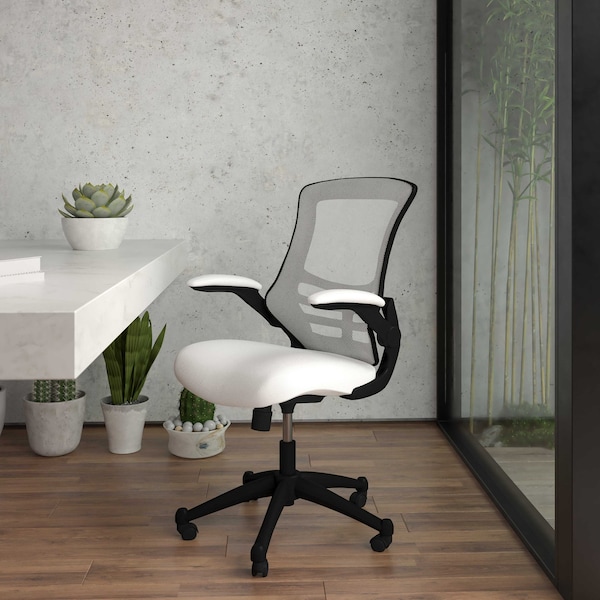 Flash Furniture Desk Chair White Mesh Mid-Back Desk Chair, Foam, Mesh, Metal, Plastic, Plywood, White Mesh BL-X-5M-WH-GG - main