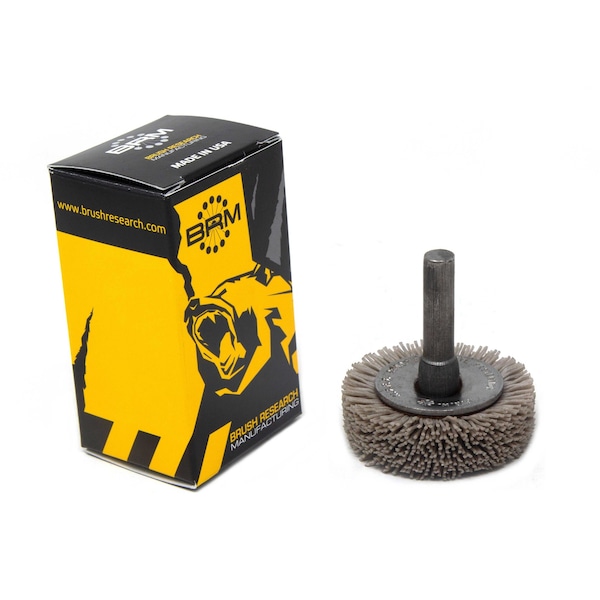 Brush Research BMC13AY320AO 1.375" Mandrel Mounted Wheel, 320 Grit Aluminum Oxide, .250" Shank Dia., .187" Trim BMC13AY320AO - main