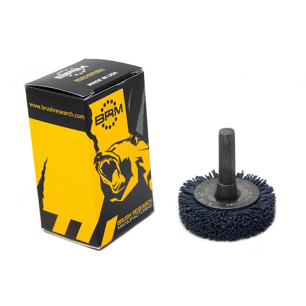 Brush Research BMC14AY320SC 1.5" Mandrel Mounted Wheel, 320 Grit Silicon Carbide, .250" Shank Dia., .250" Trim BMC14AY320SC - main