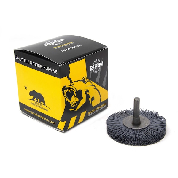 Brush Research BMC30AY500SC 3" Mandrel Mounted Wheel, 500 Grit Silicon Carbide, .250" Shank Dia., .812" Trim BMC30AY500SC - main