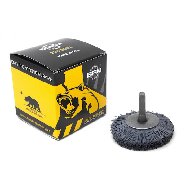 Brush Research BMF25AY500SC 2.5" Mandrel Mounted Wheel, 500 Grit Silicon Carbide, .250" Shank Dia., .687" Trim BMF25AY500SC - main