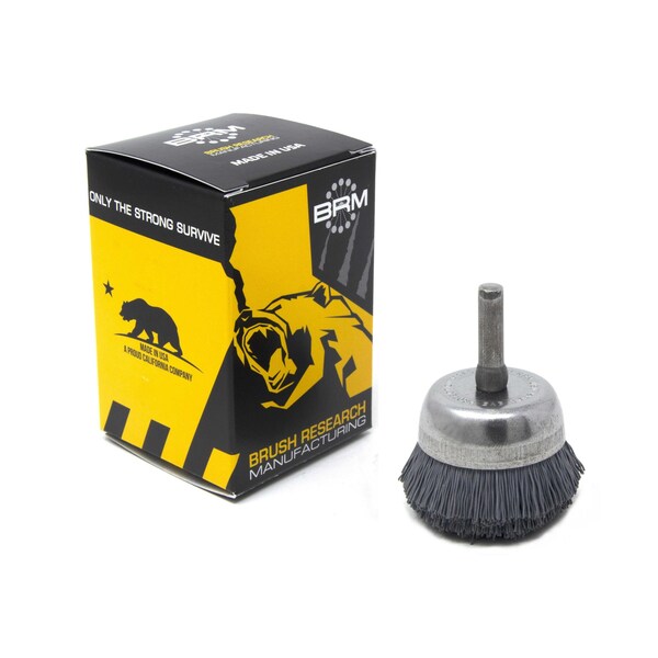 Brush Research BNH16AY500SC 1.750" Small Dia. Cup Brush, 500 Grit Silicon Carbide, .250" Shank Dia., .500" Trim BNH16AY500SC - main