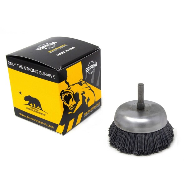 Brush Research BNH26AY120SC 2.750" Small Dia. Cup Brush, 120 Grit Silicon Carbide, .250" Shank Dia., .750" Trim BNH26AY120SC - main