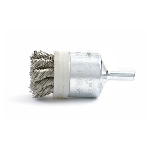 Brush Research BNH12ST20 Knotted End-Banded Brush. 1.125" Dia., .020SS, .875" Trim Length, .250" Shank Diameter BNH12ST20 - main