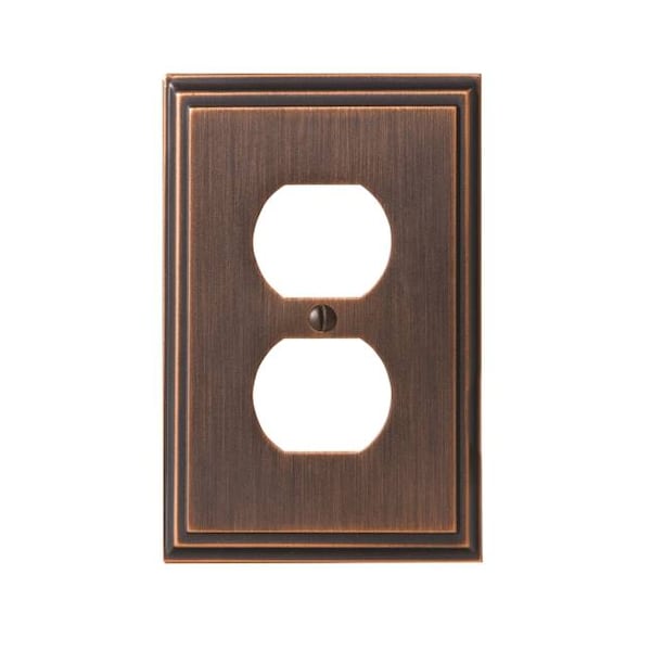 Amerock Mulholland 1 Receptacle Wall Plates, Number of Gangs: 1 Zinc, Oil Rubbed Bronze Finish BP36522ORB - main
