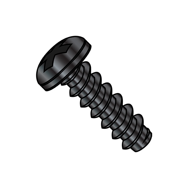 Zoro Select Self-Drilling Screw, #6-20 x 2 in, Black Oxide Steel Pan Head Phillips Drive, 2500 PK 0632BPPB - main