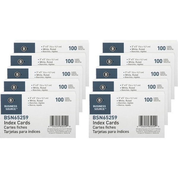 Business Source Index Card, Ruled, 3X5, We, PK10 65259BX - main