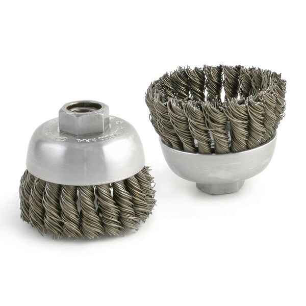 Brush Research BUSC320 Wire Cup Brush 2" Diameter, 1" Trim Length, 5/8-11 Arbor Hole, .020 Hi-Temp Carbon Steel BUSC320 - main