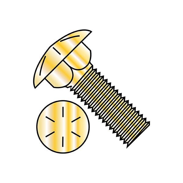 Zoro Select Carriage Bolt, Steel, Yellow Zinc Plated, 100 PK 6264C8 - main