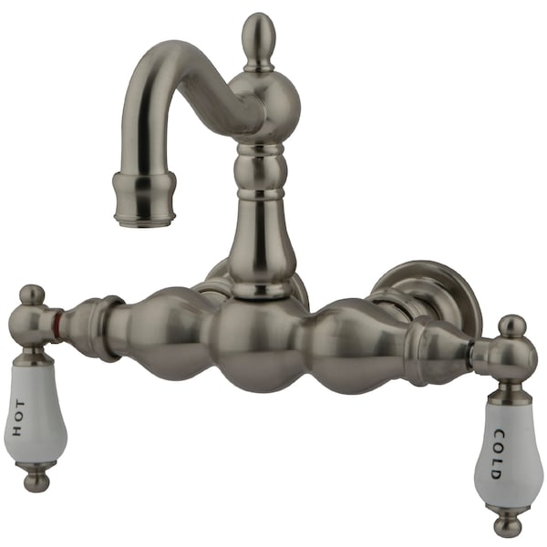 Kingston Brass Wall-Mount Clawfoot Tub Faucet, Brushed Nickel, Tub Wall Mount CC1003T8 - main