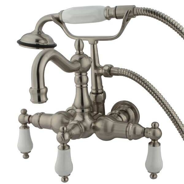 Kingston Brass Wall-Mount Clawfoot Tub Faucet, Brushed Nickel, Tub Wall Mount CC1011T8 - main