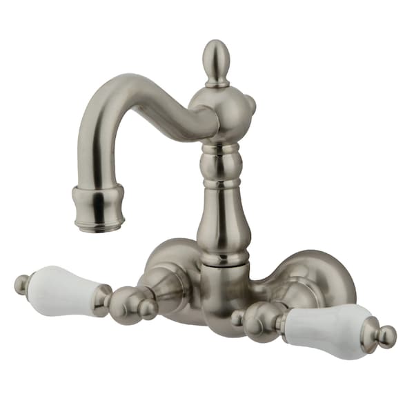 Kingston Brass Wall-Mount Clawfoot Tub Faucet, Brushed Nickel, Tub Wall Mount CC1075T8 - main