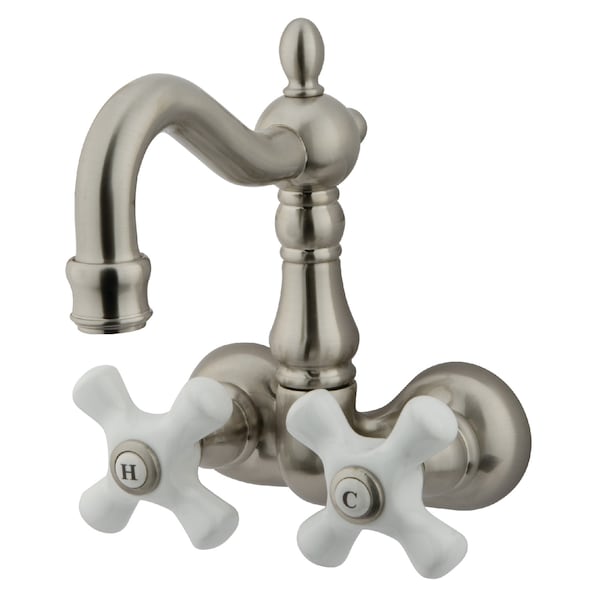 Kingston Brass Wall-Mount Clawfoot Tub Faucet, Brushed Nickel, Tub Wall Mount CC1079T8 - main