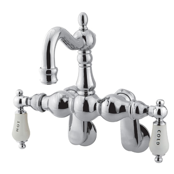 Kingston Brass Wall-Mount Clawfoot Tub Faucet, Standard, 3-3/8" to 9", 2, Tub Wall Mount, Polished Chrome CC1086T1 - main