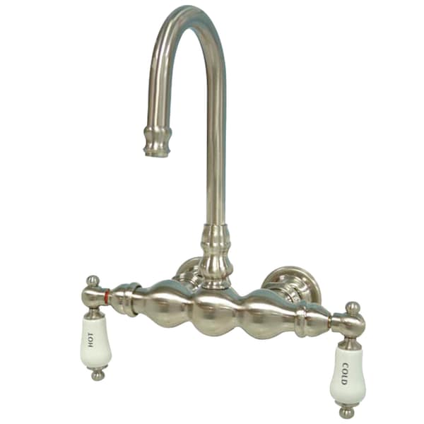 Kingston Brass Wall-Mount Clawfoot Tub Faucet, Brushed Nickel, Tub Wall Mount CC3T8 - main