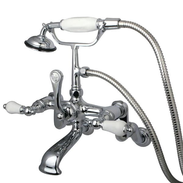 Kingston Brass Wall-Mount Clawfoot Tub Faucet, Polished Chrome, Tub Wall Mount CC460T1 - main