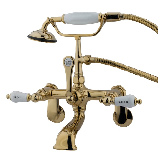 Kingston Brass Wall-Mount Clawfoot Tub Faucet, Polished Brass, Tub Wall Mount CC53T2 - main