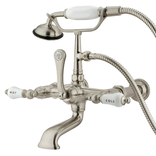 Kingston Brass Wall-Mount Clawfoot Tub Faucet, Brushed Nickel, Tub Wall Mount CC545T8 - main
