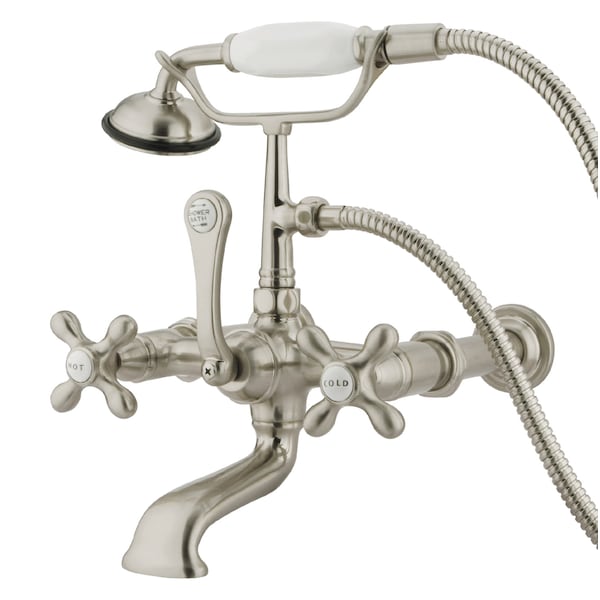 Kingston Brass Wall-Mount Clawfoot Tub Faucet, Brushed Nickel, Tub Wall Mount CC547T8 - main