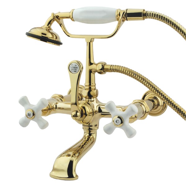 Kingston Brass Wall-Mount Clawfoot Tub Faucet, Polished Brass, Tub Wall Mount CC549T2 - main