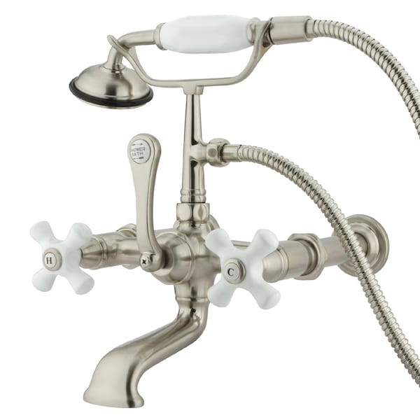 Kingston Brass Wall-Mount Clawfoot Tub Faucet, Brushed Nickel, Tub Wall Mount CC549T8 - main