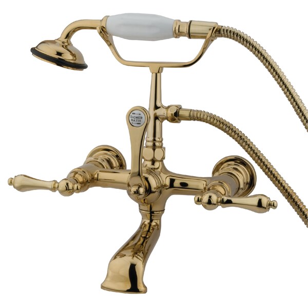 Kingston Brass Wall-Mount Clawfoot Tub Faucet, Polished Brass, Tub Wall Mount CC551T2 - main