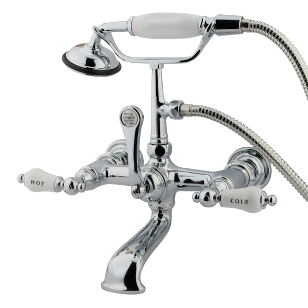 Kingston Brass Wall-Mount Clawfoot Tub Faucet, Polished Chrome, Tub Wall Mount CC556T1 - main