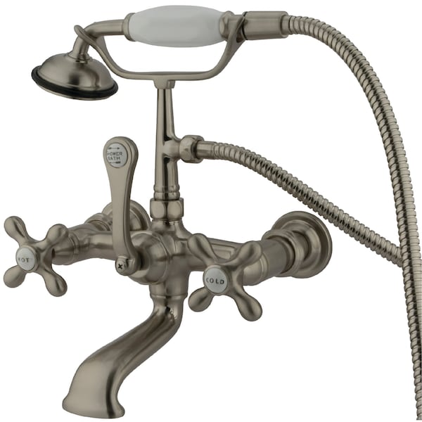 Kingston Brass Wall-Mount Clawfoot Tub Faucet, Brushed Nickel, Tub Wall Mount CC557T8 - main