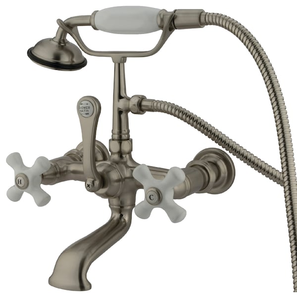 Kingston Brass Wall-Mount Clawfoot Tub Faucet, Brushed Nickel, Tub Wall Mount CC559T8 - main