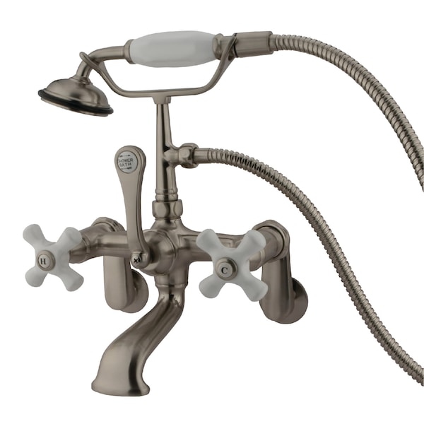 Kingston Brass Wall-Mount Clawfoot Tub Faucet, Brushed Nickel, Tub Wall Mount CC59T8 - main
