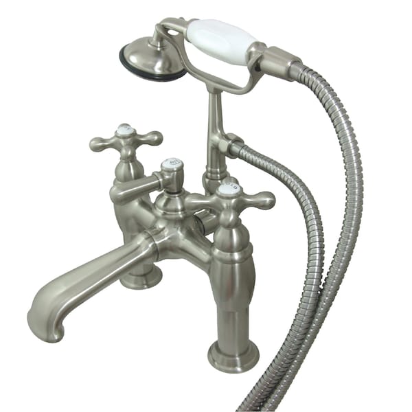 Kingston Brass Deck-Mount Clawfoot Tub Faucet, Brushed Nickel, Deck Mount CC609T8 - main