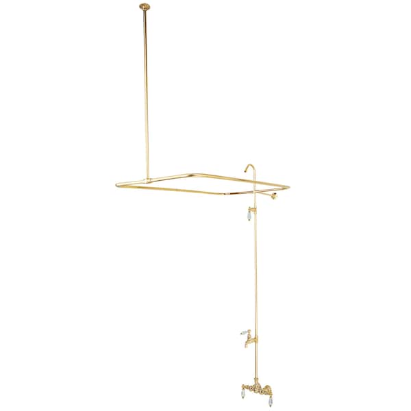 Kingston Brass Wall-Mount Clawfoot Tub Faucet, Polished Brass, Tub Wall Mount CC63T2 - main