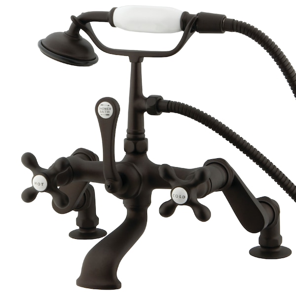 Kingston Brass Deck-Mount Clawfoot Tub Faucet, Standard, 3" to 12", 2, Deck Mount, Oil Rubbed Bronze CC657T5 - main