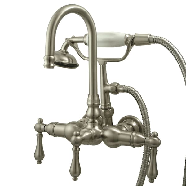 Kingston Brass Wall-Mount Clawfoot Tub Faucet, Brushed Nickel, Tub Wall Mount CC7T8 - main