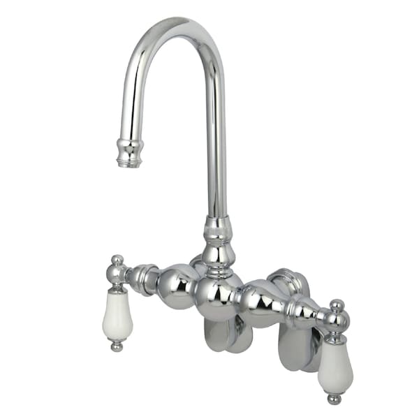 Kingston Brass Wall-Mount Clawfoot Tub Faucet, Standard, 3-3/8" to 9", 2, Tub Wall Mount, Polished Chrome CC84T1 - main