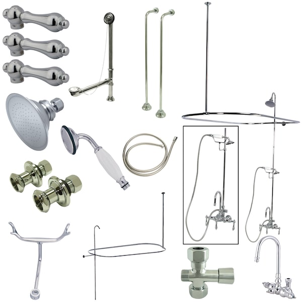 Kingston Brass Clawfoot Tub Faucet Packages, Standard, 3-3/8", 2, Tub Wall Mount, Polished Chrome CCK2141AL - main