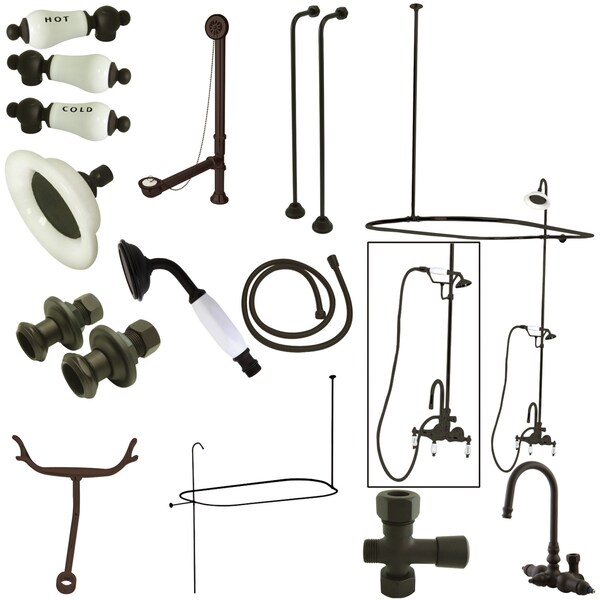 Kingston Brass Clawfoot Tub Faucet Packages, Standard, 3-3/8", 2, Tub Wall Mount, Oil Rubbed Bronze CCK2145HCPL - main
