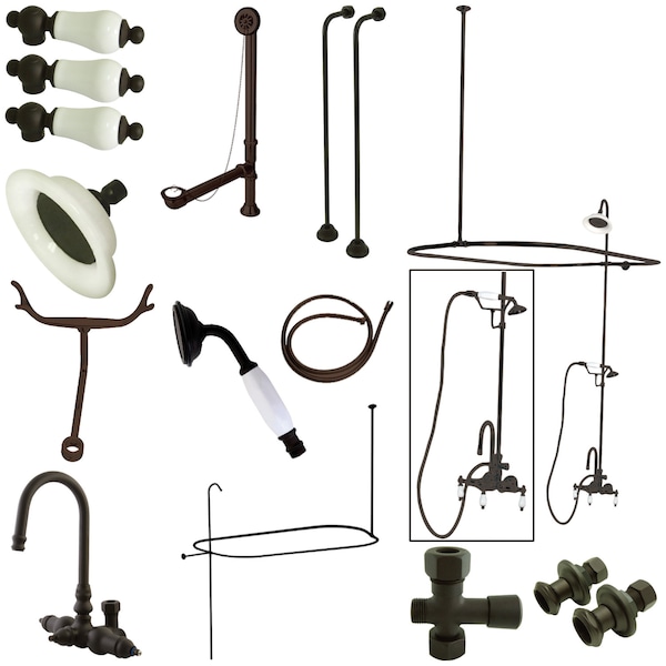 Kingston Brass Clawfoot Tub Faucet Packages, Standard, 3-3/8", 2, Tub Wall Mount, Oil Rubbed Bronze CCK2145PL - main