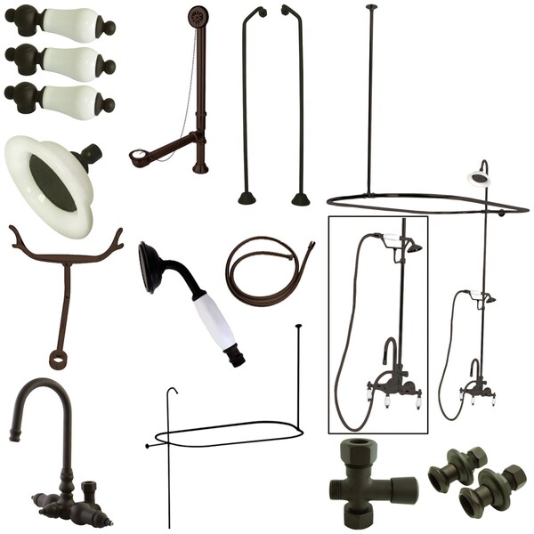 Kingston Brass Clawfoot Tub Faucet Packages, Standard, 3-3/8", 2, Tub Wall Mount, Oil Rubbed Bronze CCK2185PL - main