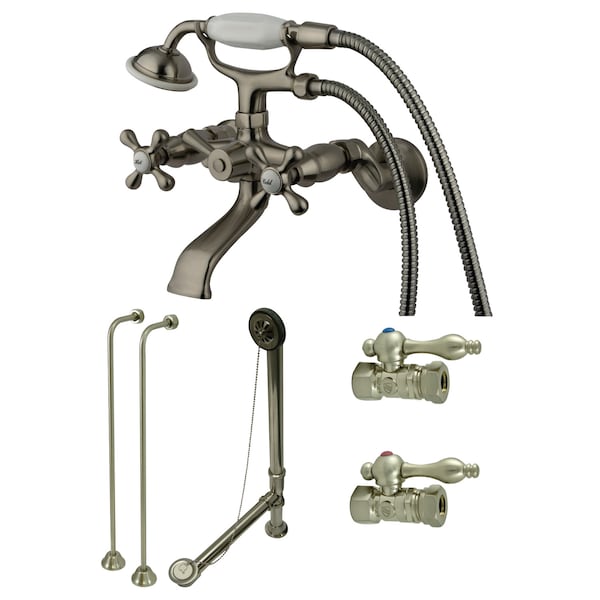 Kingston Brass Clawfoot Tub Faucet Packages, Brushed Nickel, Tub Wall Mount CCK265SN - main