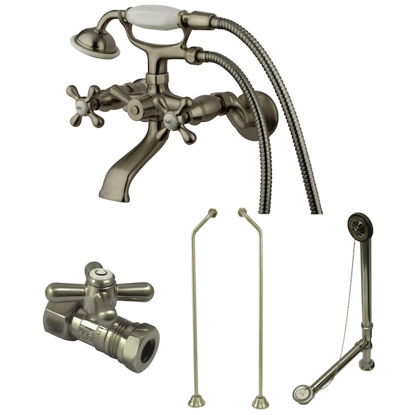 Kingston Brass Clawfoot Tub Faucet Packages, Brushed Nickel, Tub Wall Mount CCK265SND - main